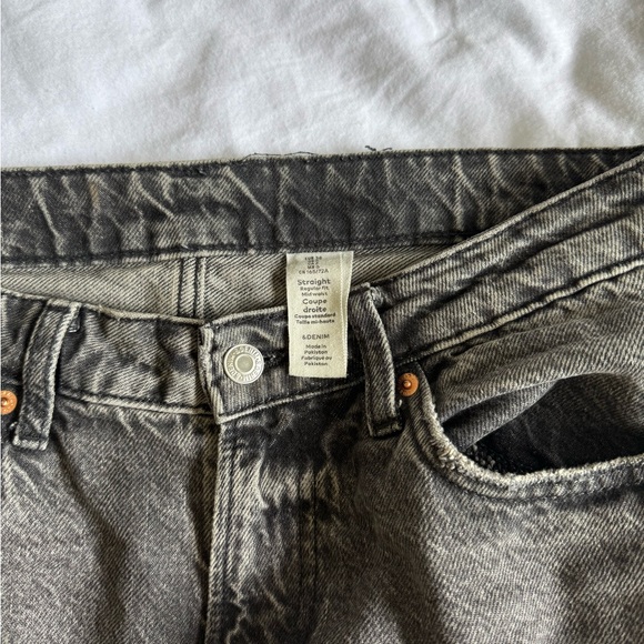 h&m grey baggy straight leg jean bottoms aesthetic perfect pant - Picture 2 of 3